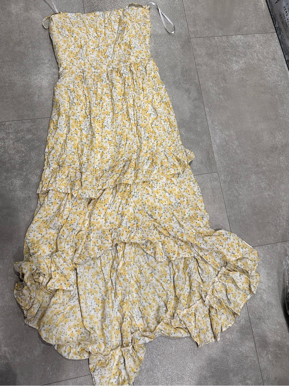 Yellow Floral Tiered Maxi Dress